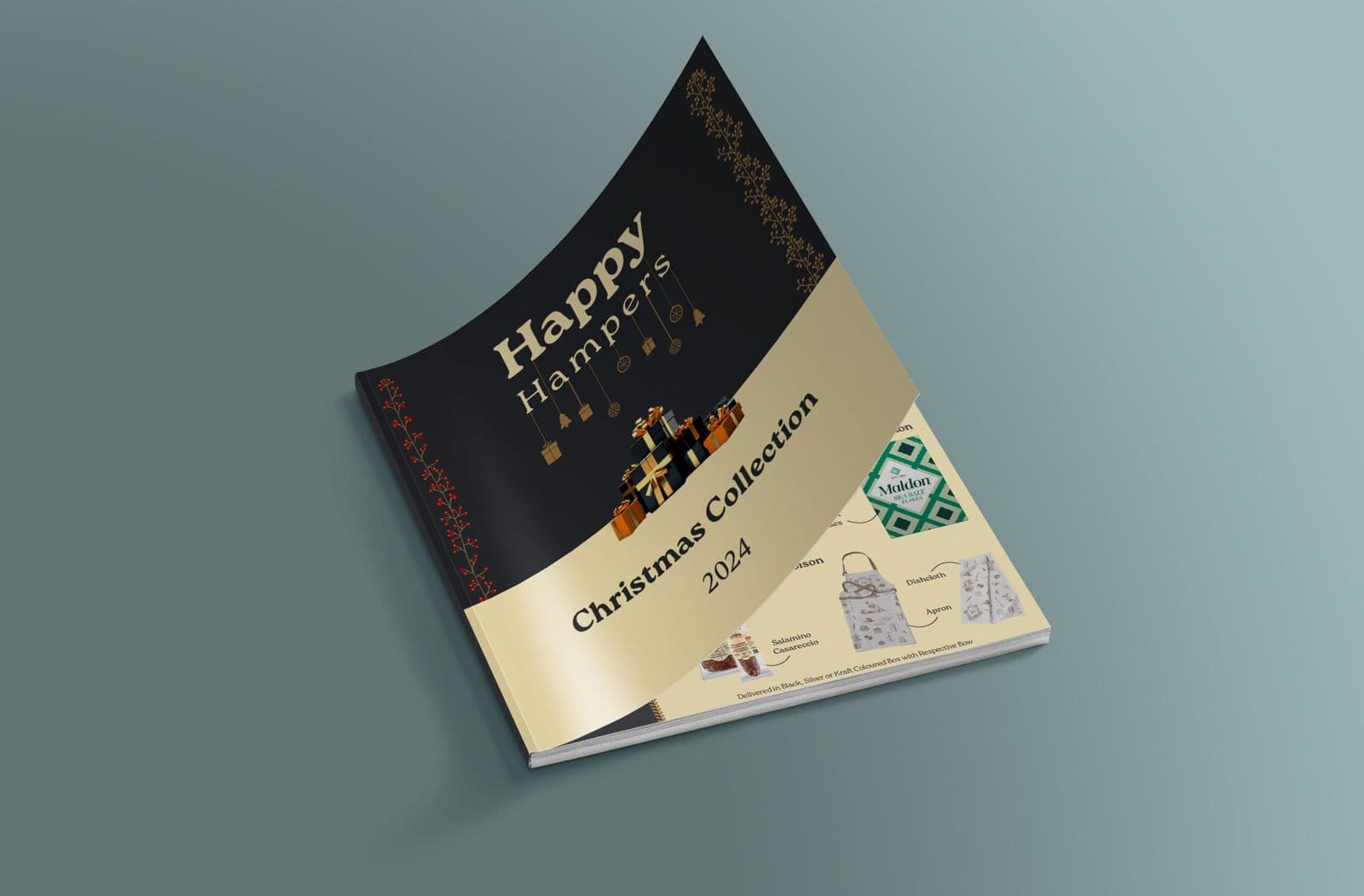 Happy Hampers Retail Branding, Editorial, Print design detail 1 — MBB, Malta