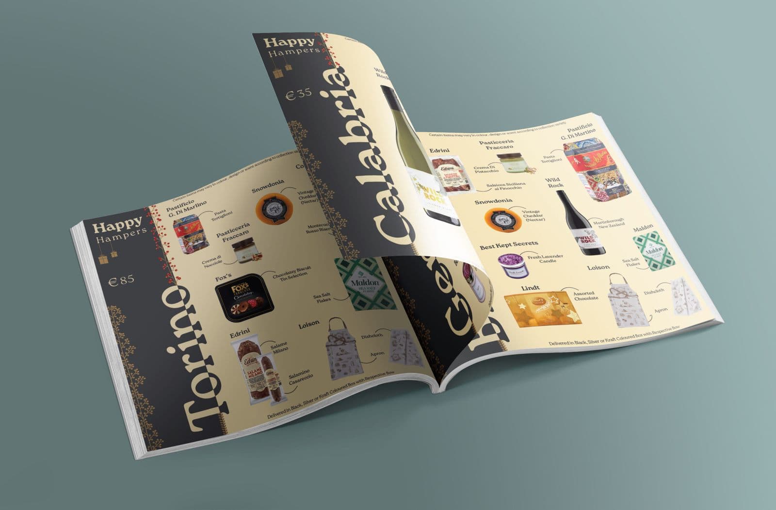 Happy Hampers Retail Branding, Editorial, Print design detail 3 — MBB, Malta