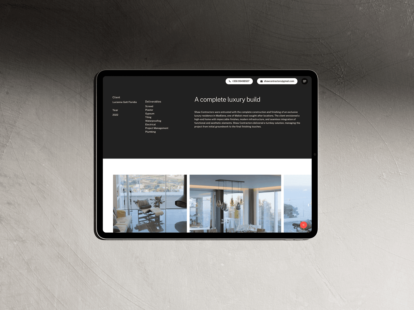 Shaw Contractors Turnkey Services Websites design detail 2 — MBB, Malta