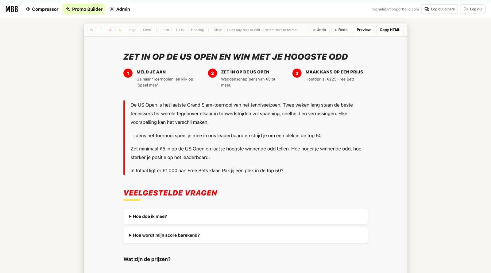 promo builder screenshot