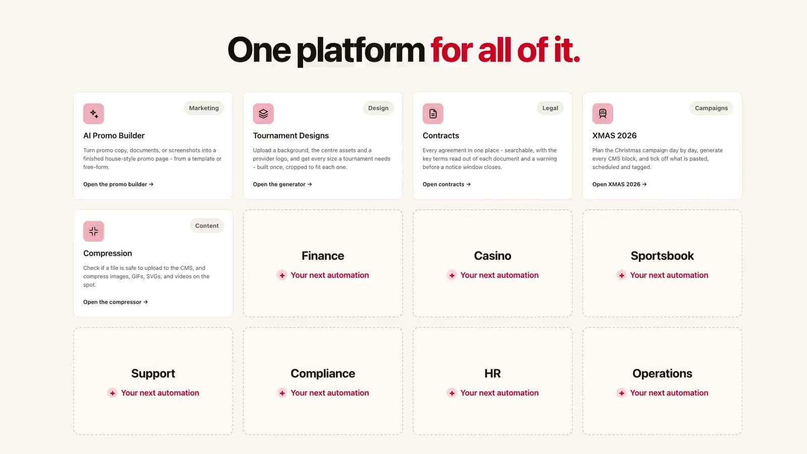 Joi Tools Platform: one platform for all of it, with a tool for every team