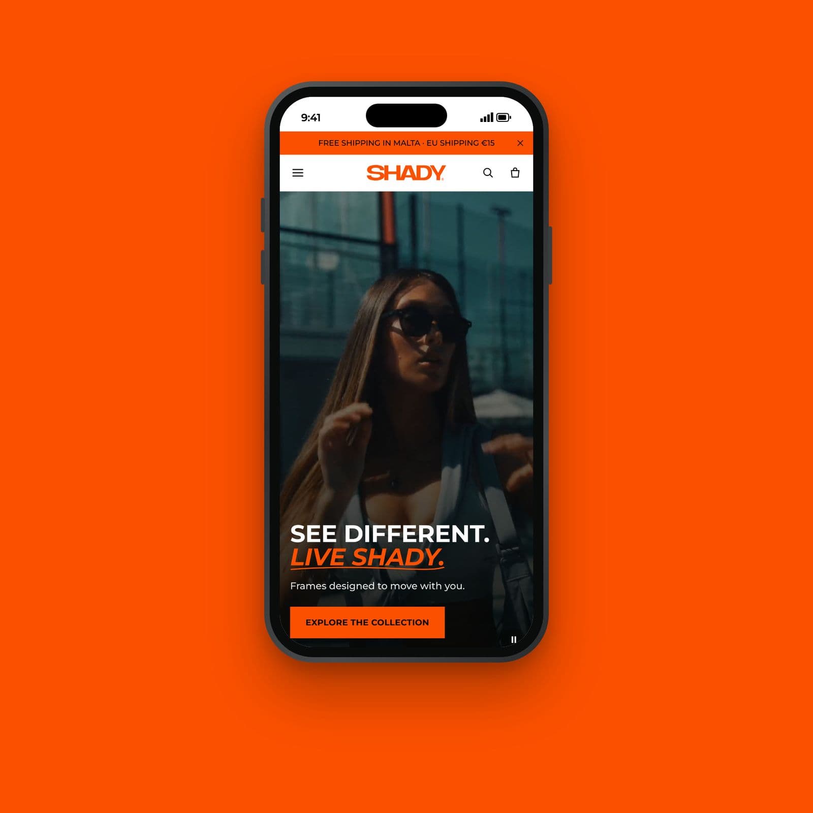The SHADY homepage on an iPhone